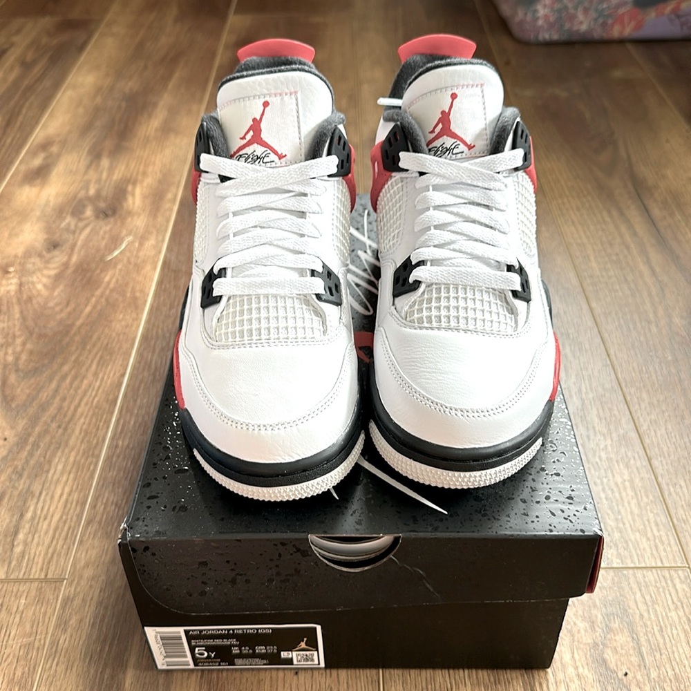 Nike Kids White Black Red Retro Basketball Sneakers